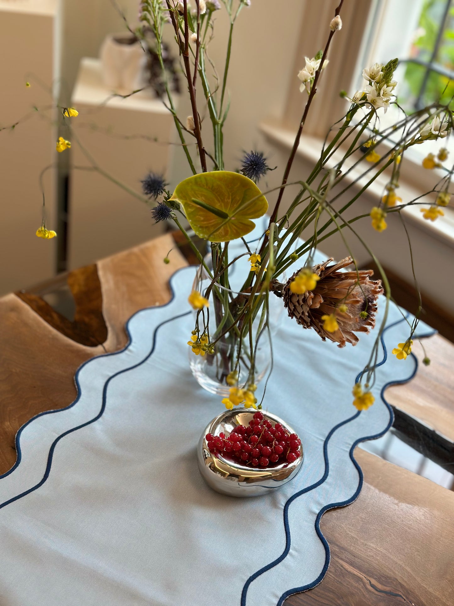 Feliz Blue Table Runner